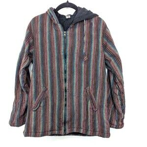 Vintage‎ Jacket Womens Size L Colorful Stripe Handmade Nepal Boho Hippie Unique